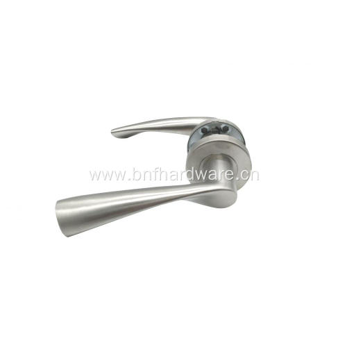 Modern Stylish Stainless Lever Door Handle Pair On Rose Set